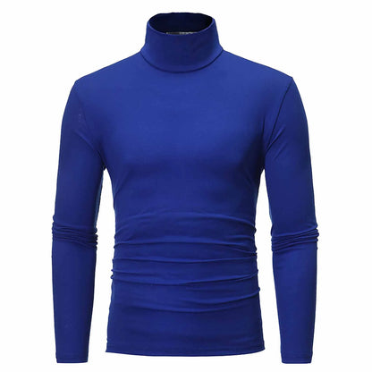 Camiseta básica lisa de fondo para hombre, Jersey informal ajustado de cuello alto básico, Tops finos de otoño y primavera