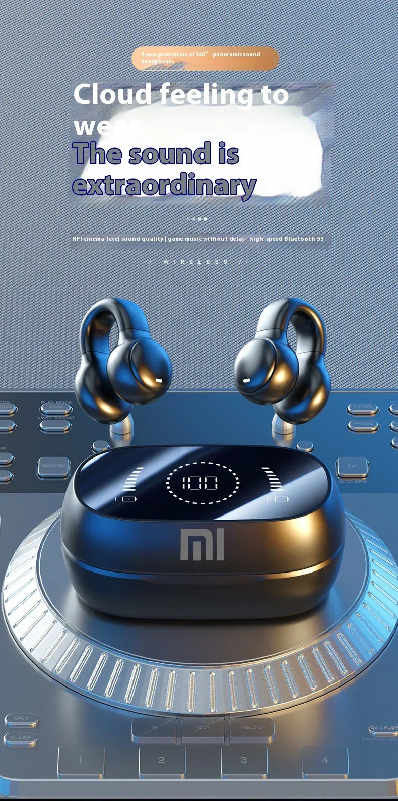 XIAOMI-auriculares inalámbricos con Bluetooth, cascos de conducción ósea con cancelación de ruido y micrófono para deportes, estuche de carga