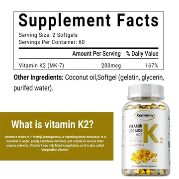 Suplemento de vitamina K2 MK-7: apoya la densidad ósea, los dientes, la piel, la salud y la inmunidad del corazón