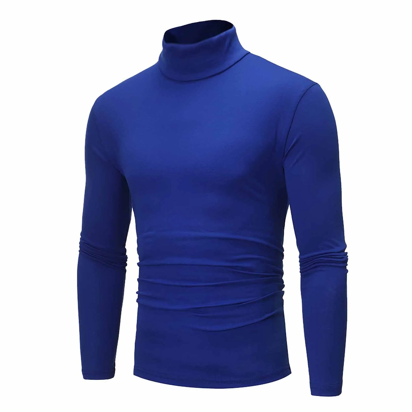 Camiseta básica lisa de fondo para hombre, Jersey informal ajustado de cuello alto básico, Tops finos de otoño y primavera