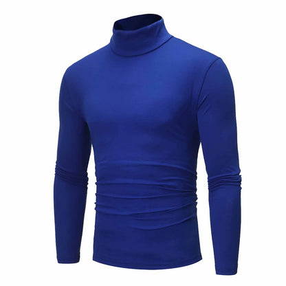 Camiseta básica lisa de fondo para hombre, Jersey informal ajustado de cuello alto básico, Tops finos de otoño y primavera