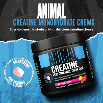 Tabletas masticables de creatina: monohidrato de creatina mejorado con AstraGin para mejorar la absorción, sal marina