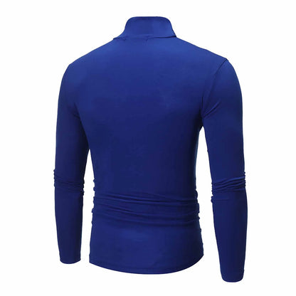 Camiseta básica lisa de fondo para hombre, Jersey informal ajustado de cuello alto básico, Tops finos de otoño y primavera