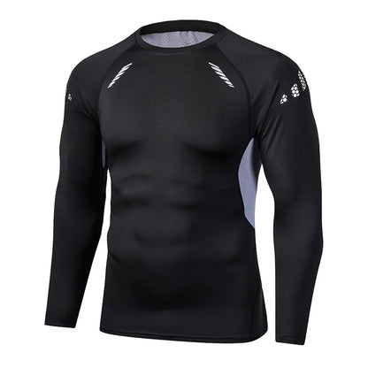 Camiseta de compresión para correr para hombre, camisa deportiva de manga apretado largo para entrenamiento, Jogging, ropa deportiva para gimnasio, ajuste seco, Rashgard