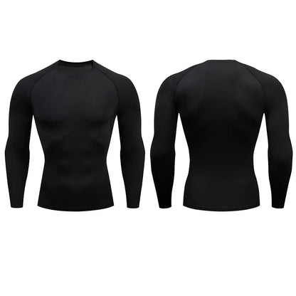 Camiseta de compresión para correr para hombre, camisa deportiva de manga apretado largo para entrenamiento, Jogging, ropa deportiva para gimnasio, ajuste seco, Rashgard