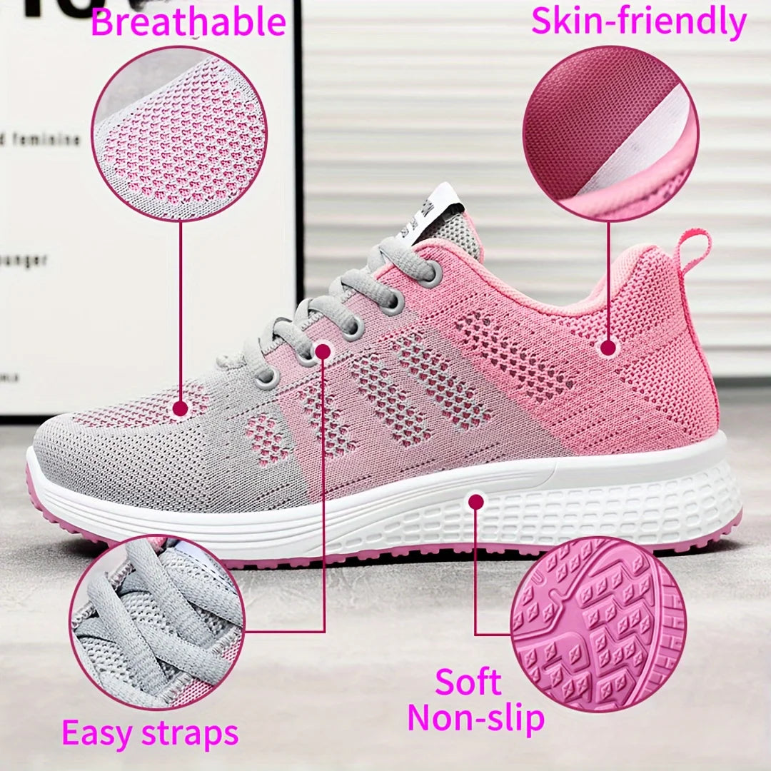 Zapatos de mujer, zapatillas informales, suela blanda, zapatos informales transpirables de malla, zapatos de viaje ligeros para correr, zapatos de verano para mujer