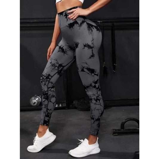 Mallas de cintura alta sin costuras para mujer, Leggings de teñido anudado, pantalones de Yoga para correr y Fitness, medias elásticas de punto de elevación de cadera