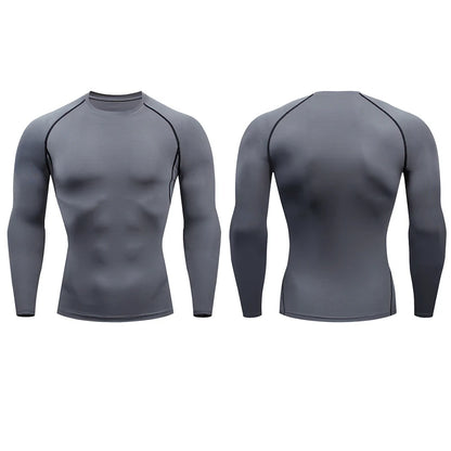 Camiseta de compresión para correr para hombre, camisa deportiva de manga apretado largo para entrenamiento, Jogging, ropa deportiva para gimnasio, ajuste seco, Rashgard