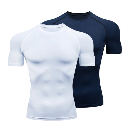 Camisetas de compresión de lycra para gimnasio y Fitness, entrenamiento de fútbol, culturismo
