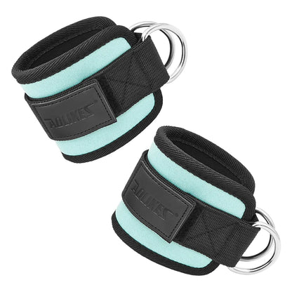 AOLIKES-Puños acolchados ajustables para muñeca y tobillo, correas acolchadas, anillo en D, cola para máquina de Cable, Ideal para ejercicios de glúteos
