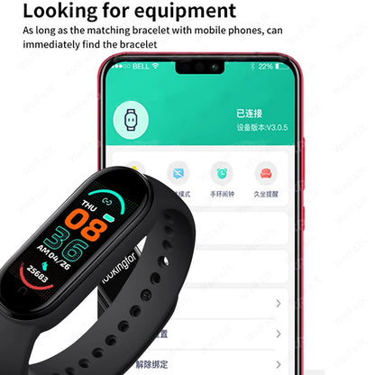 Reloj inteligente M6 para hombre y mujer, pulsera deportiva con Monitor de frecuencia cardíaca y presión arterial, resistente al agua, multifunción