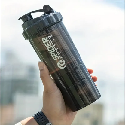 Botella coctelera con contenedor de energía, 2 niveles, batidos de proteínas, botella coctelera en polvo, botella de agua deportiva, Ideal para deportes, gimnasio y Fitness