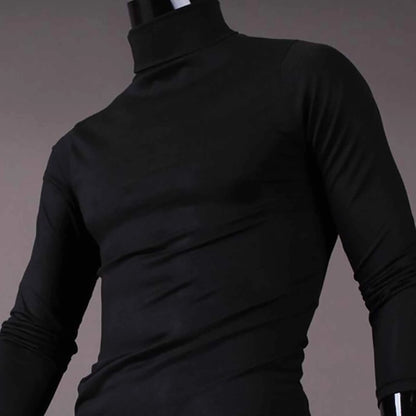 Camiseta básica lisa de fondo para hombre, Jersey informal ajustado de cuello alto básico, Tops finos de otoño y primavera