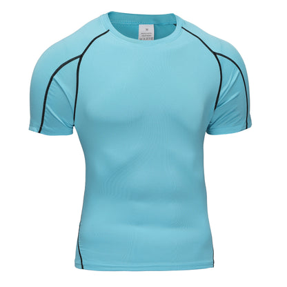 Camiseta para correr para hombre, ropa deportiva de verano, camiseta ajustada para gimnasio, camisetas deportivas para Fitness, medias atléticas elásticas, camisas de compresión para hombre