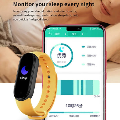 Reloj inteligente M6 para hombre y mujer, pulsera deportiva con Monitor de frecuencia cardíaca y presión arterial, resistente al agua, multifunción