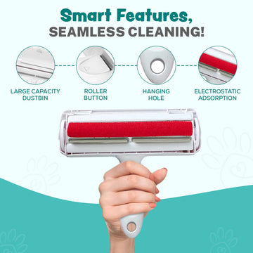 Reusable Pet Hair Remover Roller with Container – Cleans Sofas, Clothes, and Carpets
