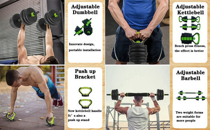Juego de pesas ajustables 4 en 1 de 66 libras/88 libras de peso, utilizado como pesas rusas, soporte de realce para gimnasio y hogar