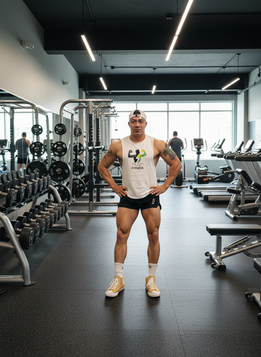 Foto con fondo de gimnasio realista